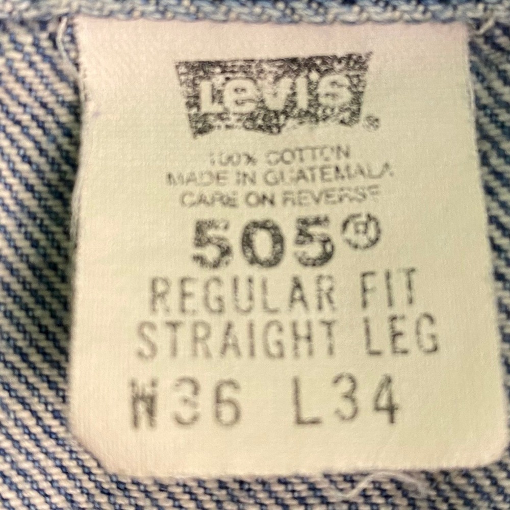 Levi Strauss Co 505 Mens 36x34 Regular Fit Straight Leg Blue Denim Jeans - Picture 6 of 8
